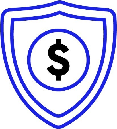 A picture of a shield with a money symbol on it.
