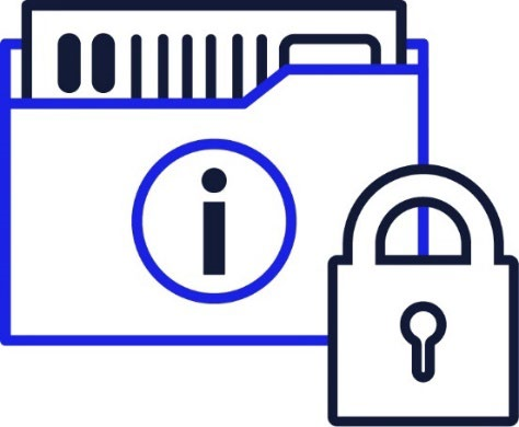 Information icon with a padlock.