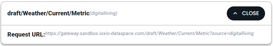 Screenshot of dropdown for data definition request url