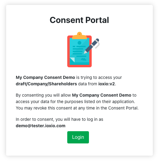 Screenshot of the consent portal