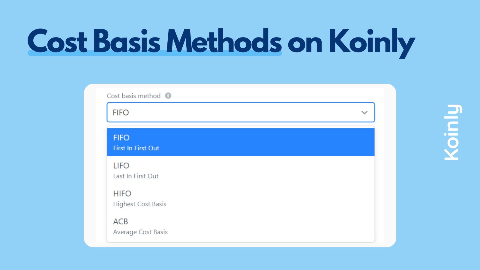 cost basis methods on koinly