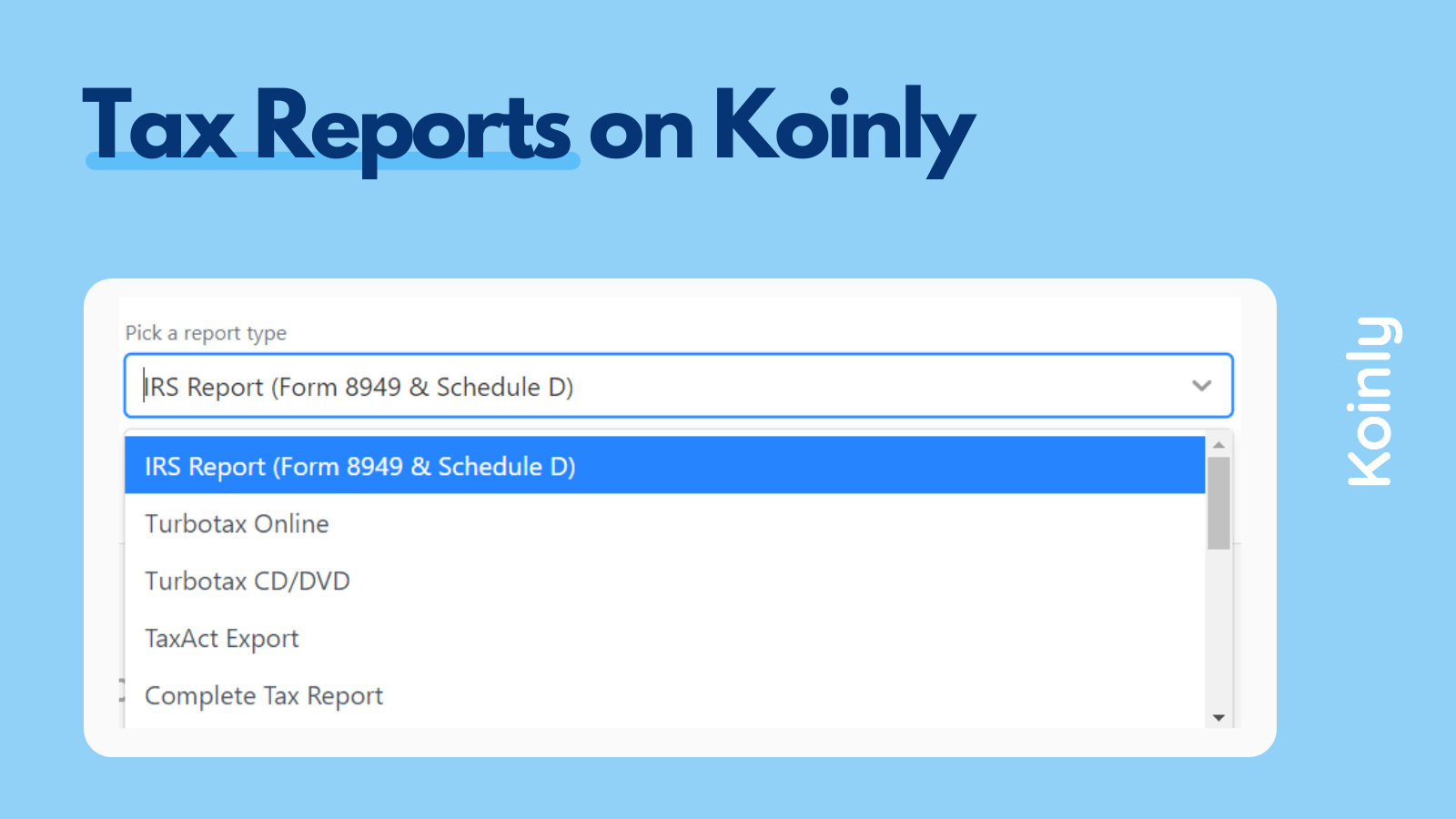 tax reports on koinly