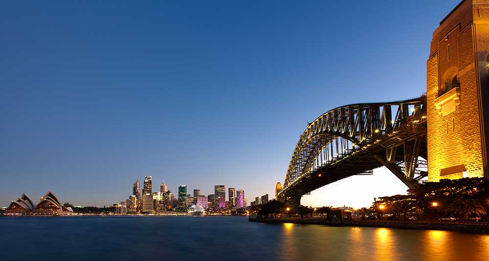 Sydney harbour bridge lit up