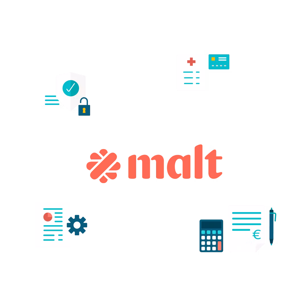logo malt con iconos representando a los partners