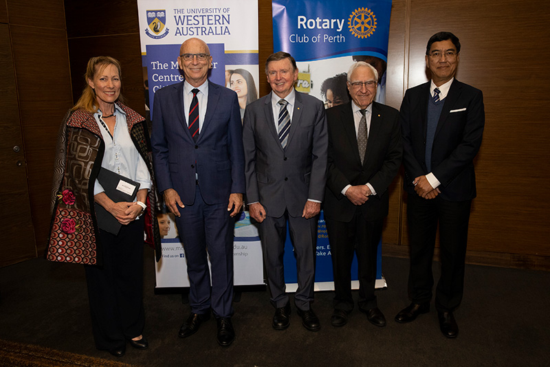 (L-R) Tonya McCusker, Attorney General John Quigley, Malcolm McCusker, Dr Ken Michael and Vice Chancellor Amit Chakma.