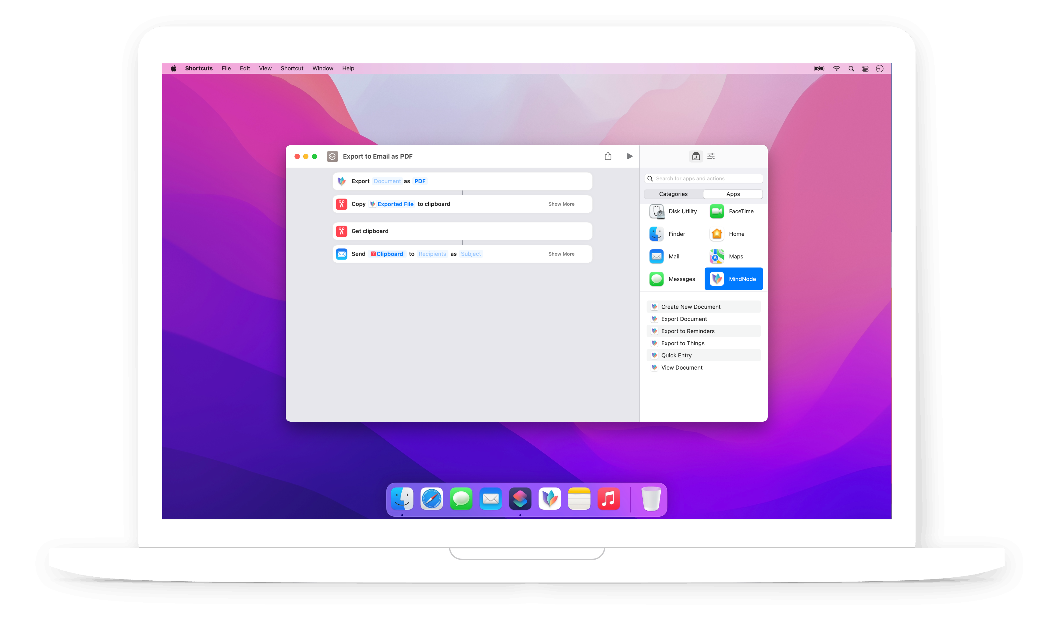 Use Shortcuts with MindNode in macOS Monterey