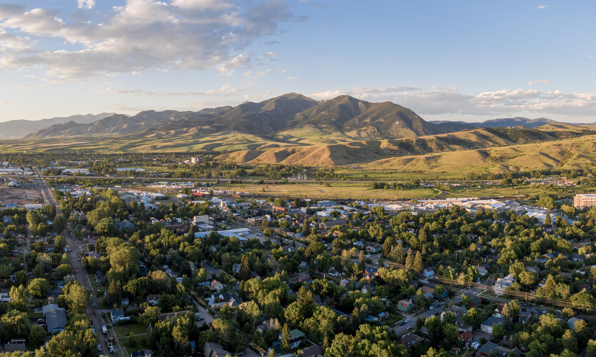 Panoramic view of Bozeman, MT, the home to Oboz Footwear.