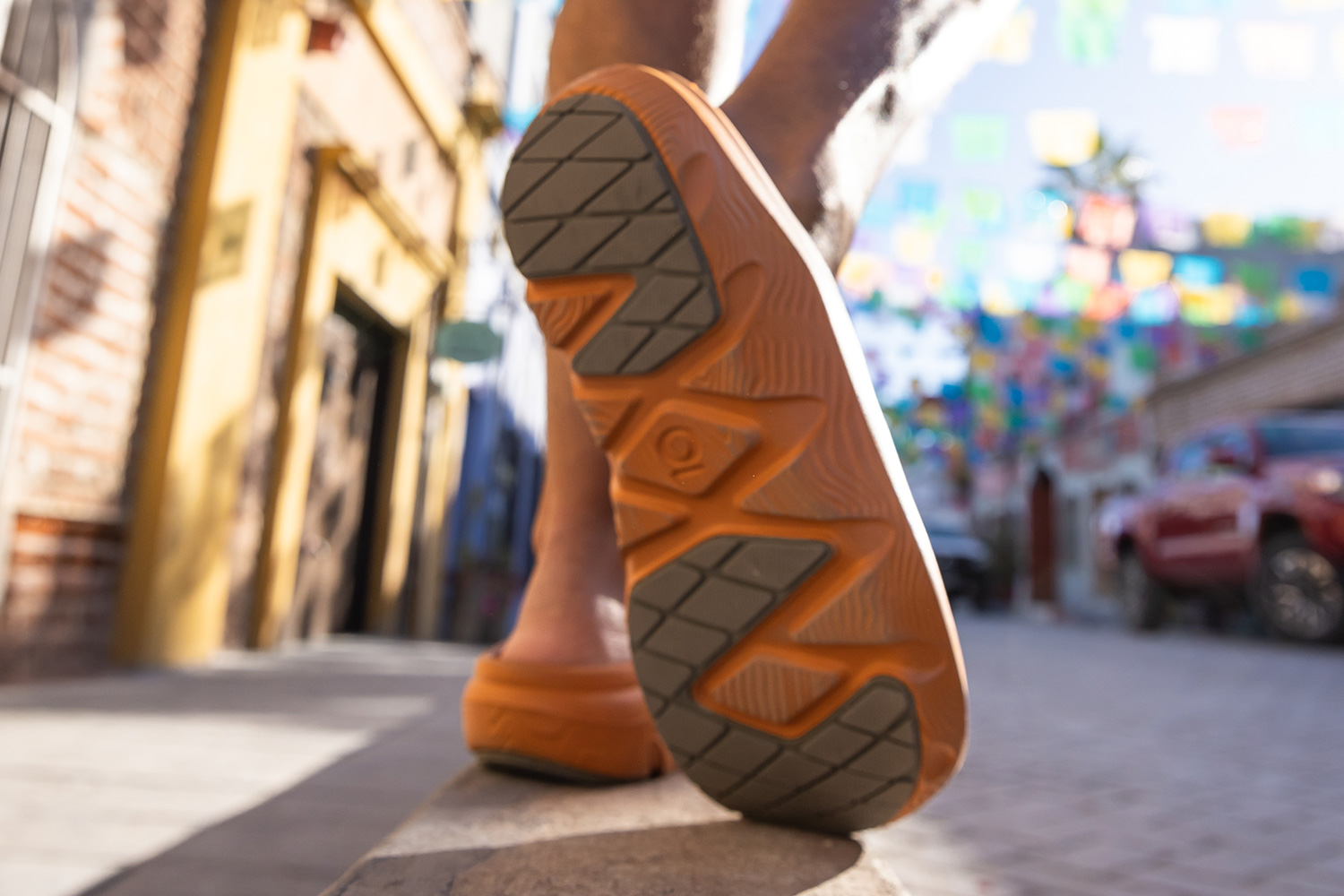 The outsole of the Oboz Whakata Coast worn in the street.