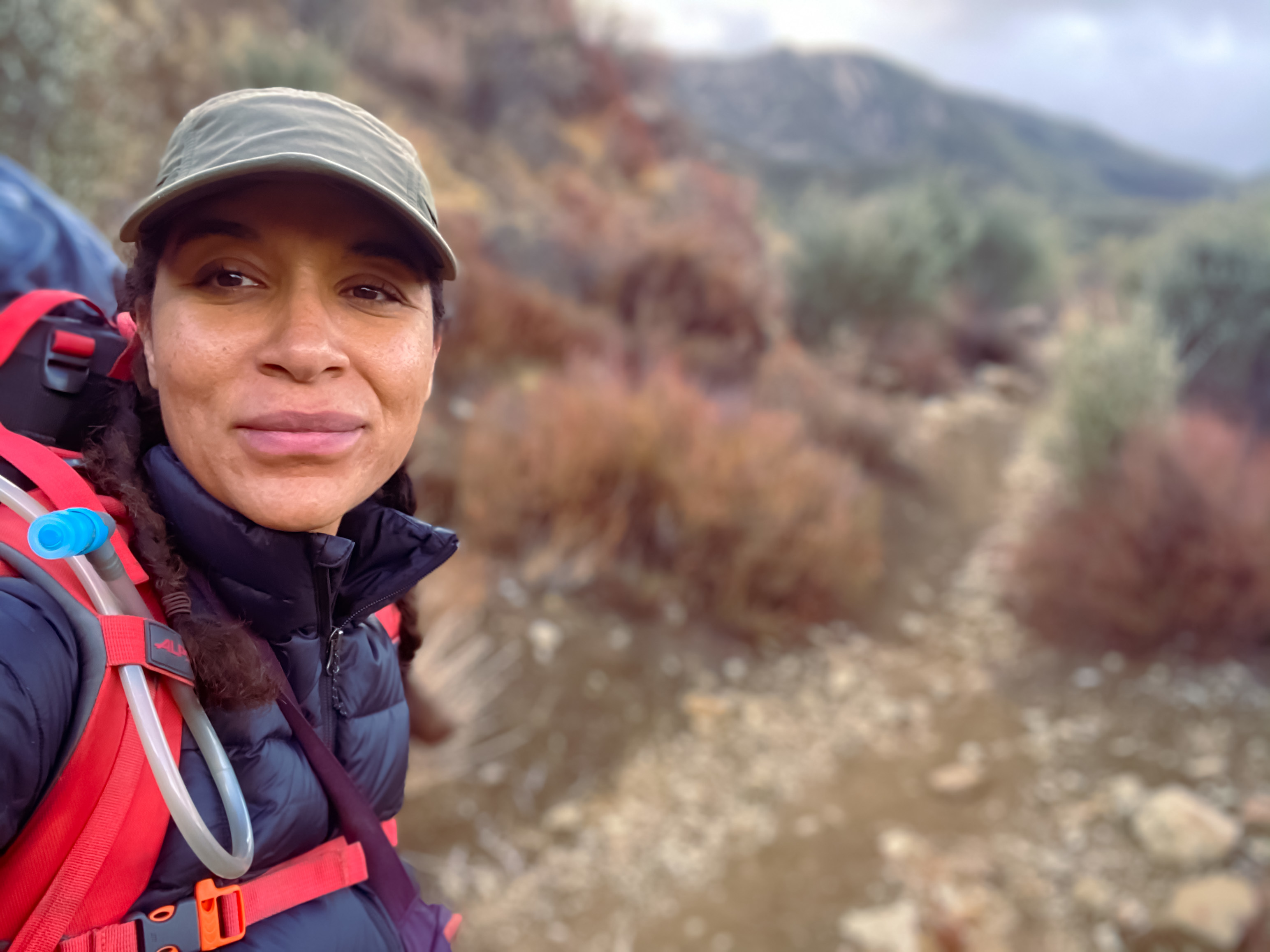 Brandy Brooks hiking on the Sespe River Trail.