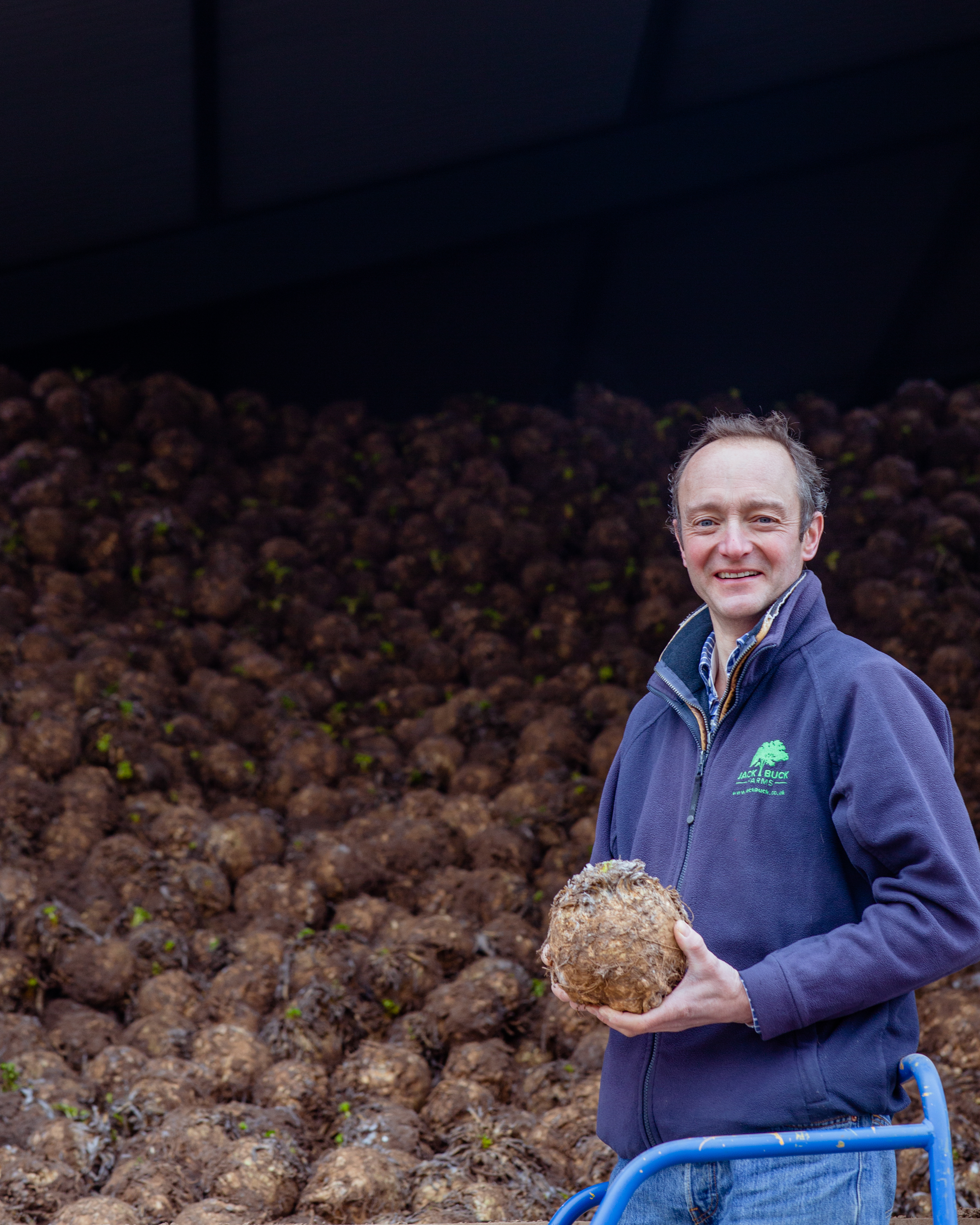 Grower holding a celeriac