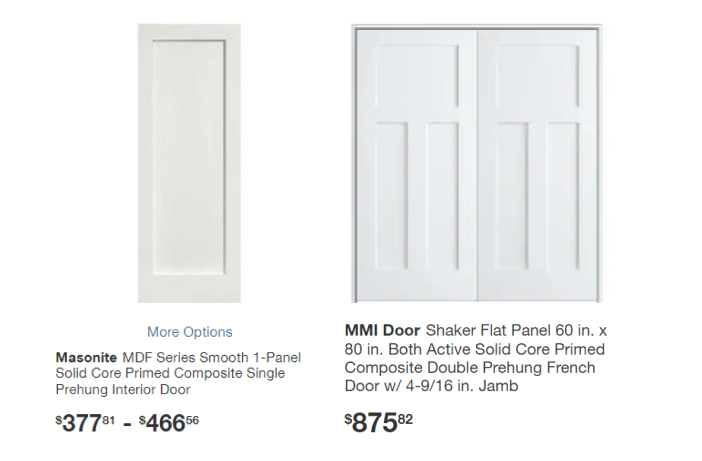 price comparison of doors