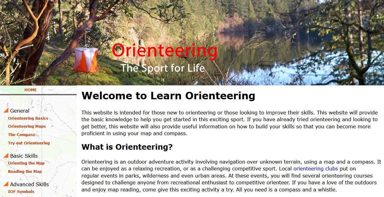 Screen shot from the learnorienteering.com website.