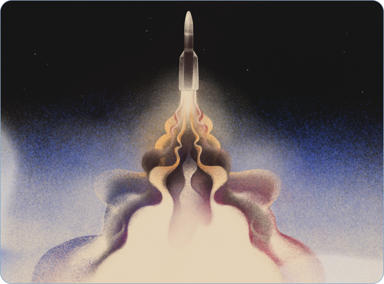 illustrated image of rocketship