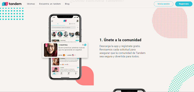 Tandem website with a picture of a cell phone and the app interface
