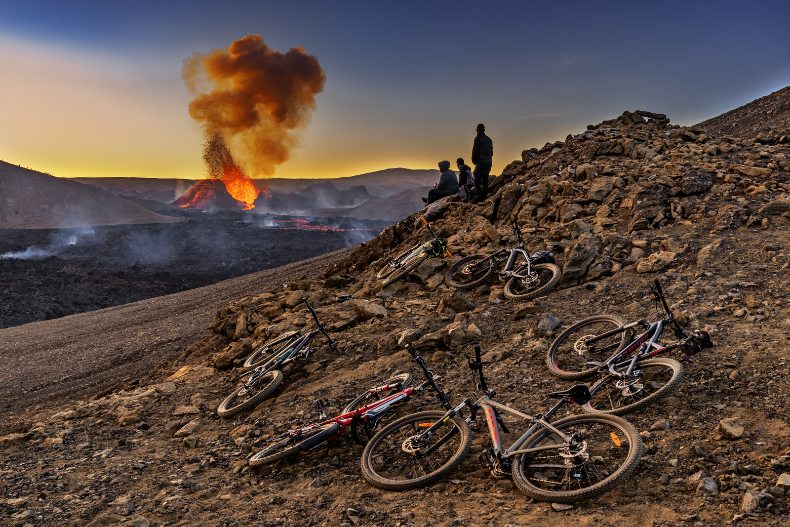 Trail bike ride to volcano