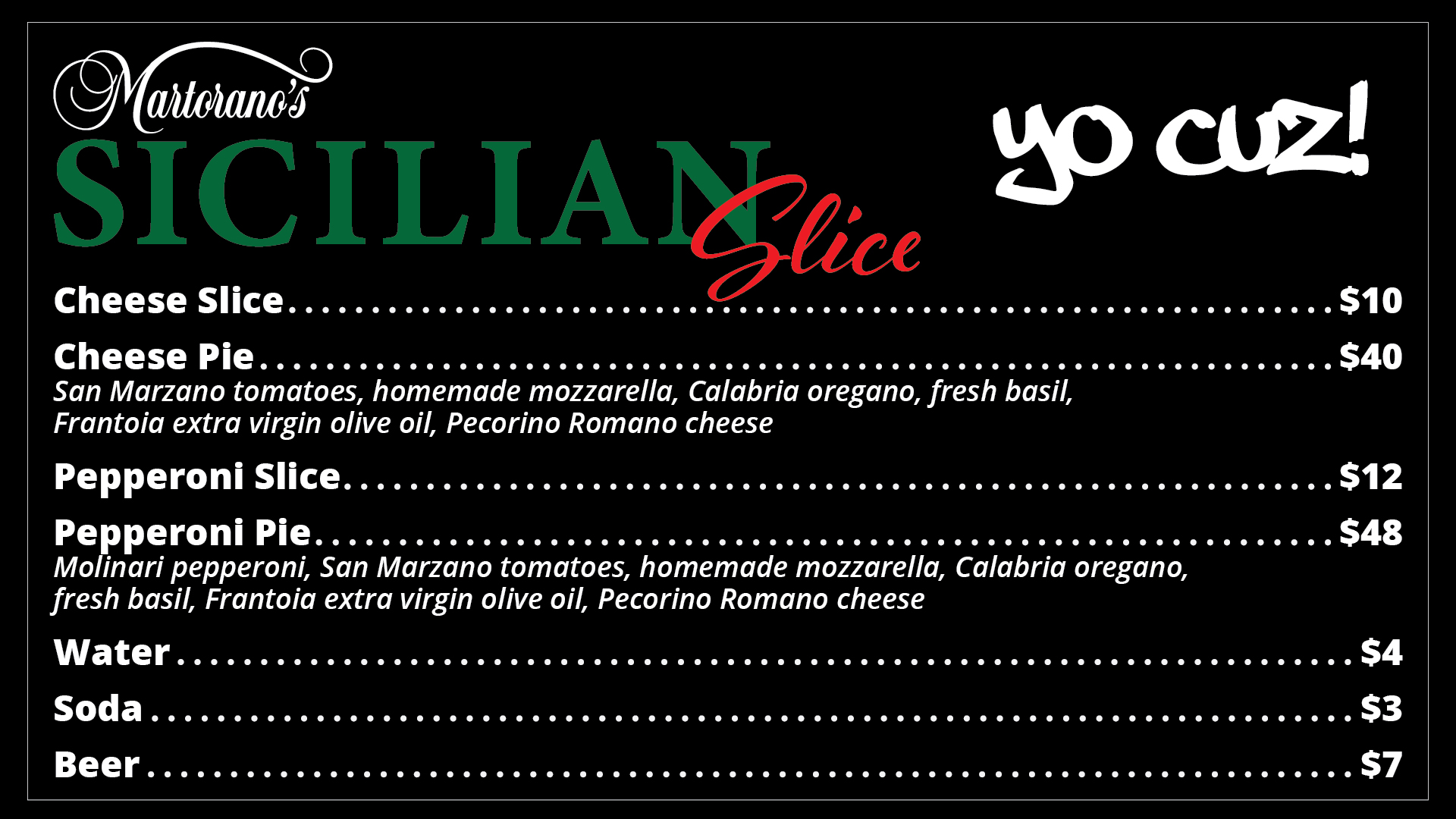 sicilian slice menu, pizza near me. sicilian pizza, best pizza in philly