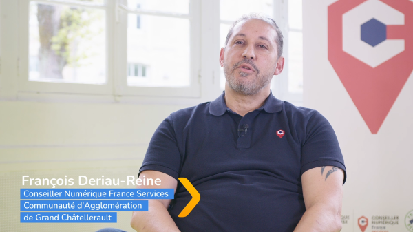 Vignette de la vidéo témoignage de François Deriau-Reine, Conseiller numérique France Services à la Communauté d'Agglomération de Grand Châtellerault