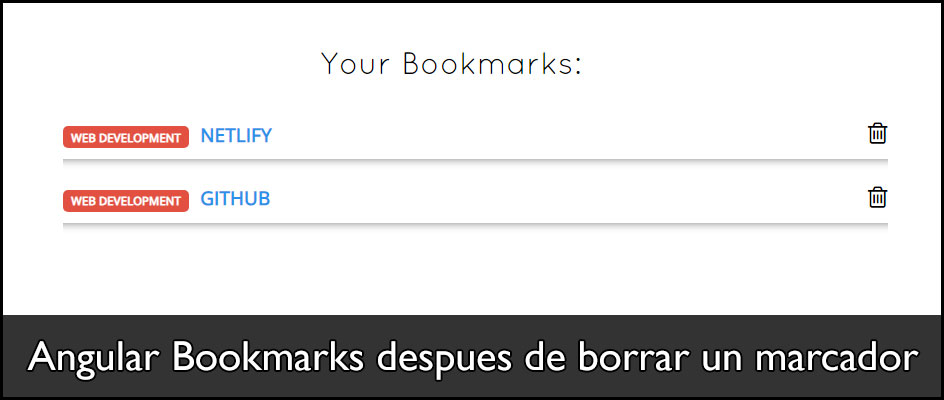 Angular Bookmarks despues de borrar un marcador