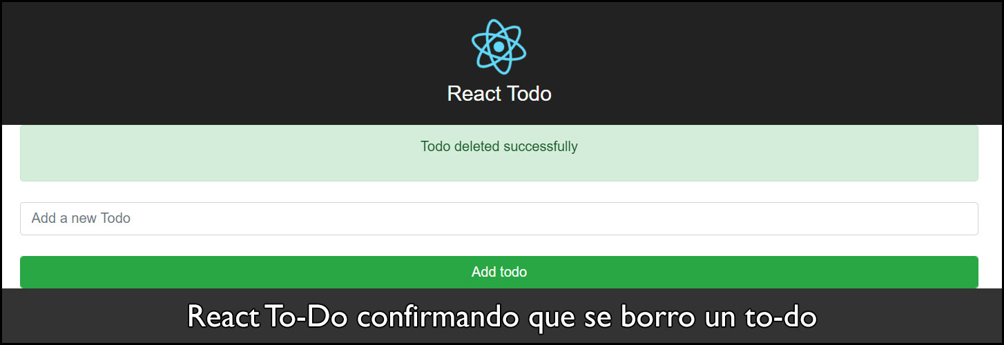 React To-Do confirmando que se borro un to-do