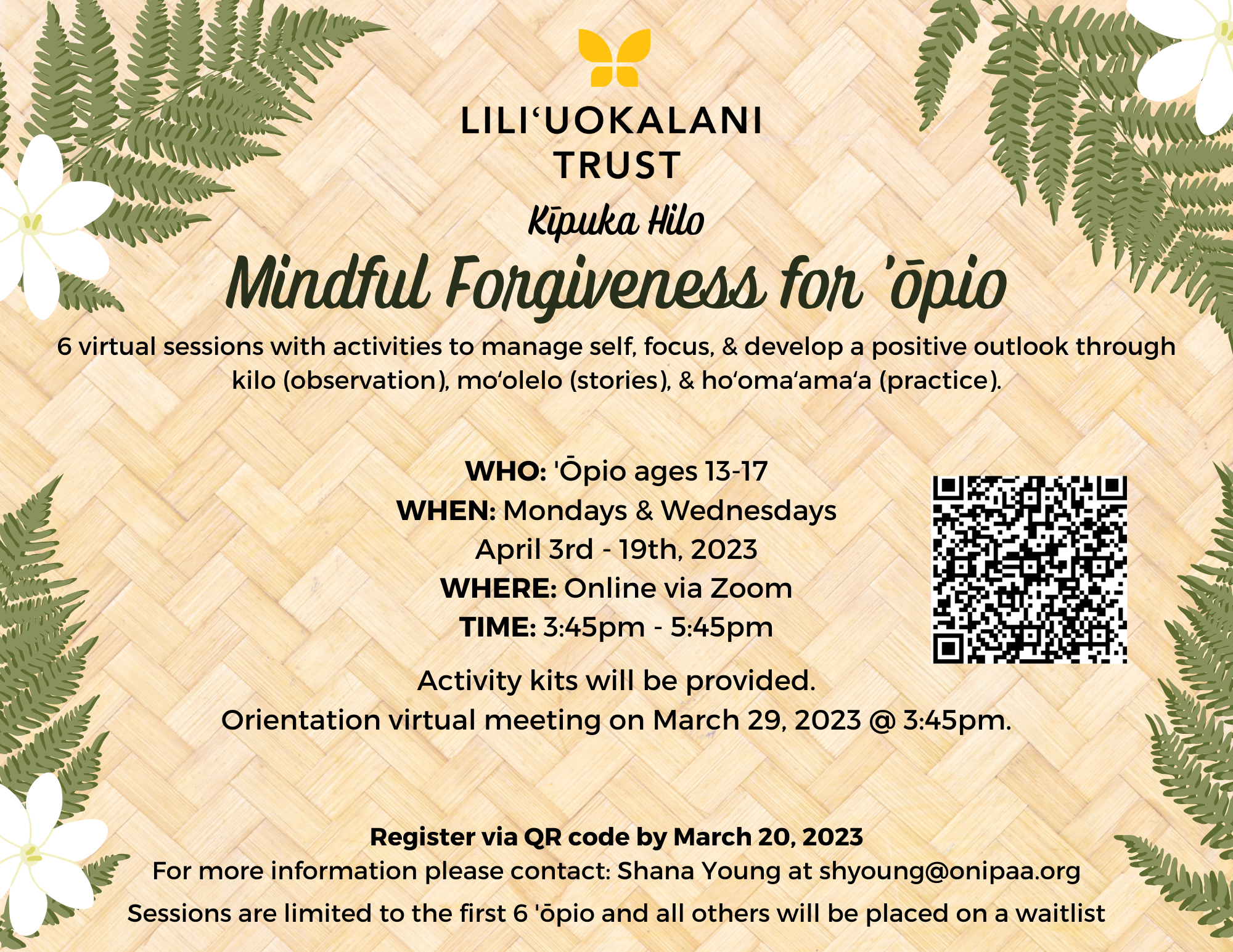 A flyer for Mindful Forgiveness 2023.