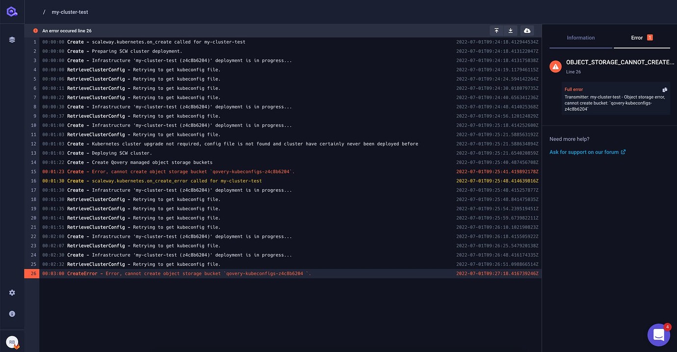 Infrastructure logs