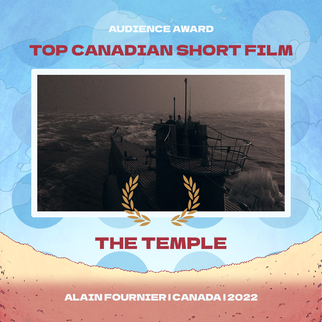 Text Reads:
AUDIENCE AWARD
Top Canadian Short Film
The Temple
Alain Fournier | Canada | 2022