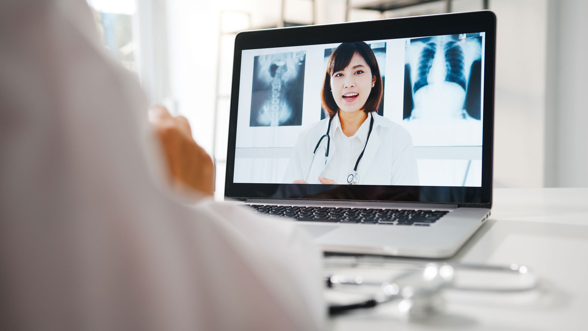 Doctor over video call