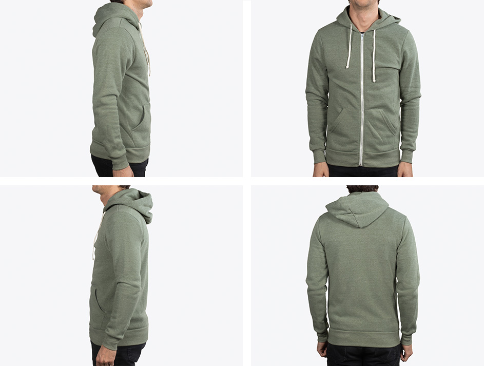 green Alternative Apparel 9590 hoodie from all four sides