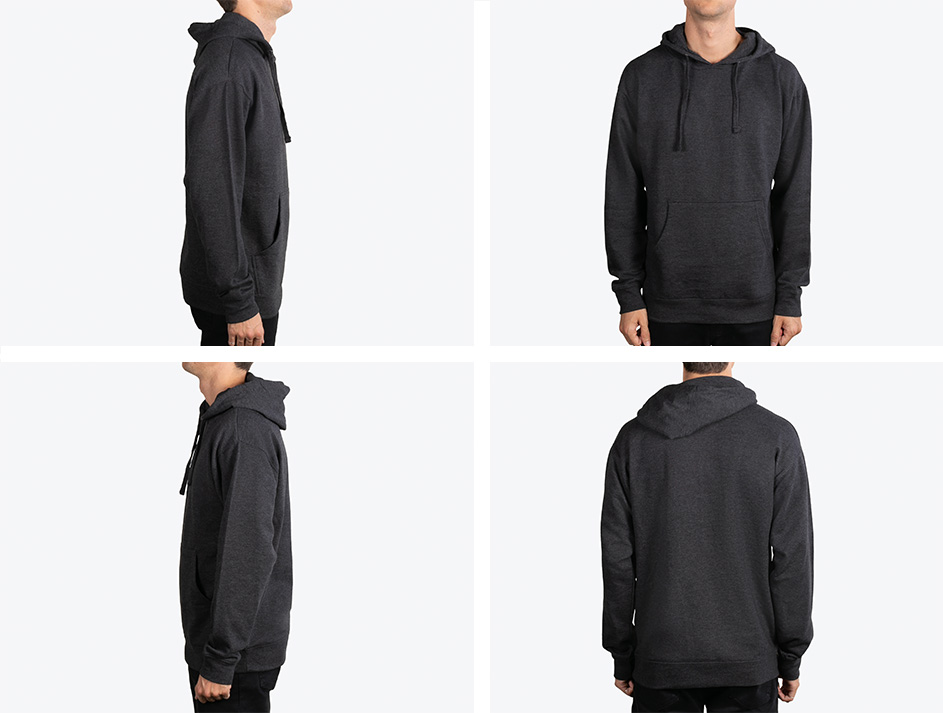 heather black Independent Trading Co. SS4500 hoodie from all four sides