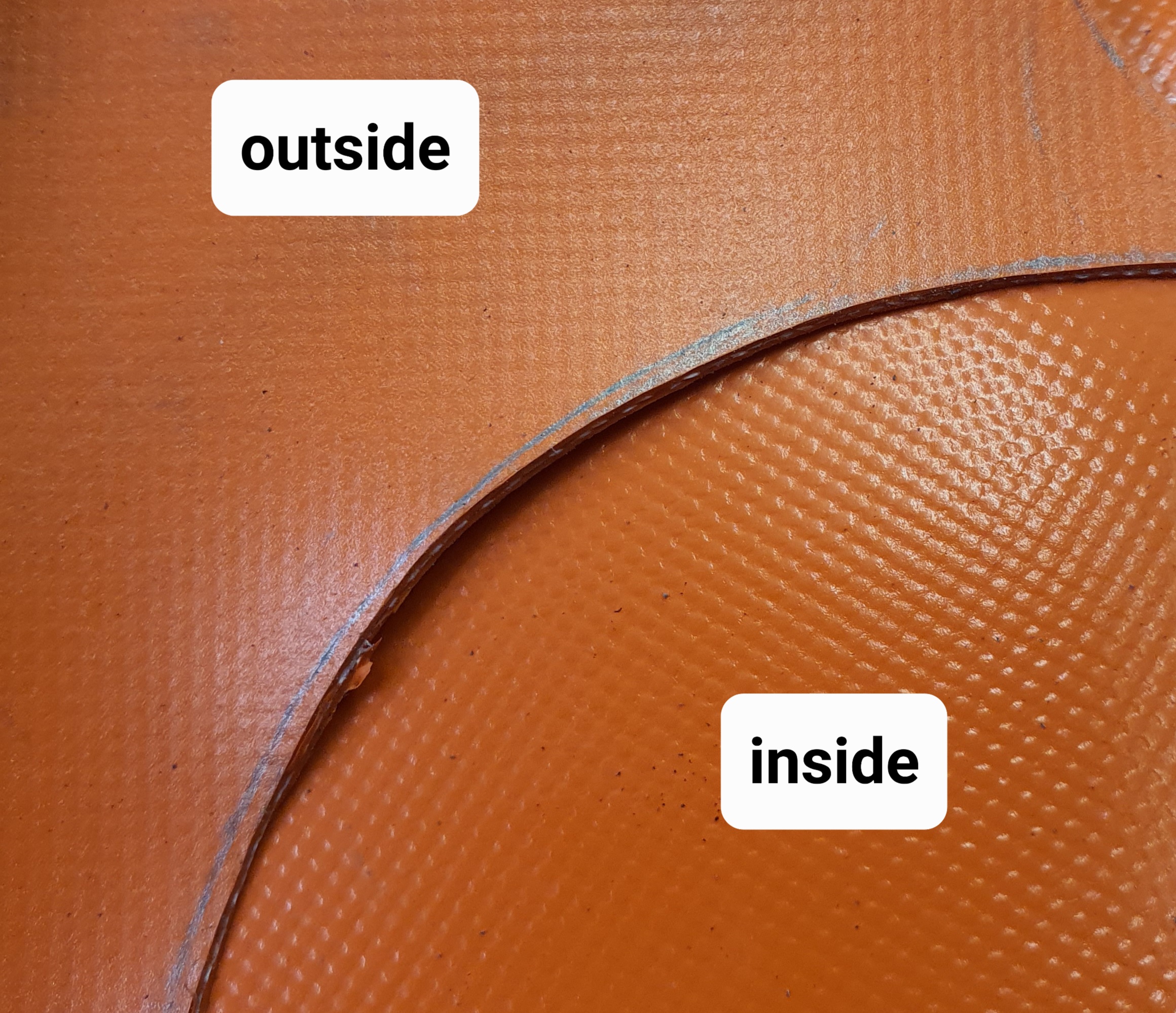 examples of inside and the outside of the pvc fabric.
