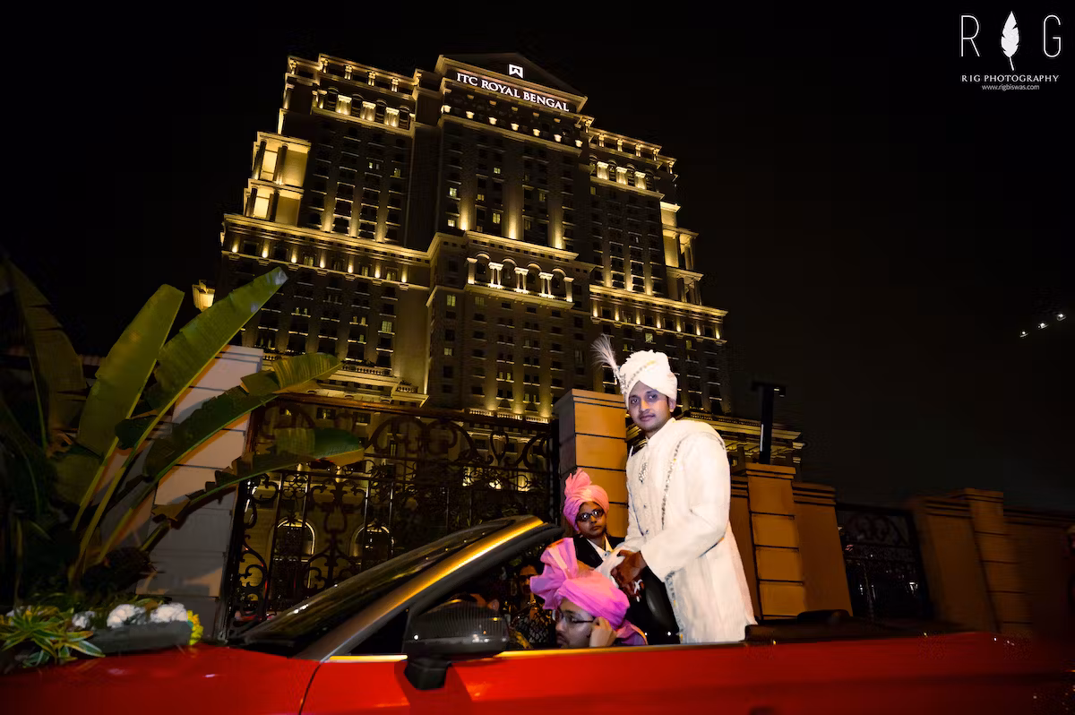Groom with his baarat on the way to his wedding venue