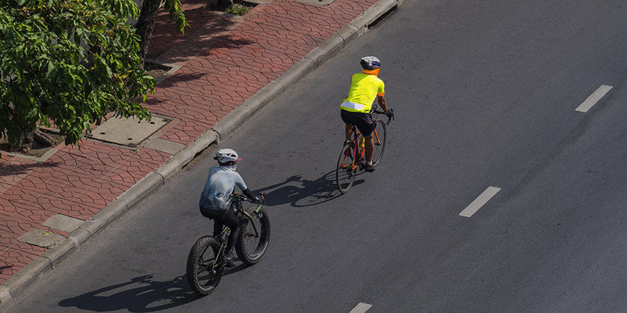 Cyclist wearing hi-vis clothing