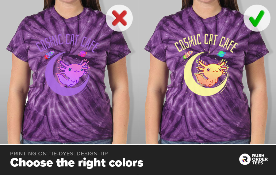 Printing on tie-dye design tip: choose the right colors