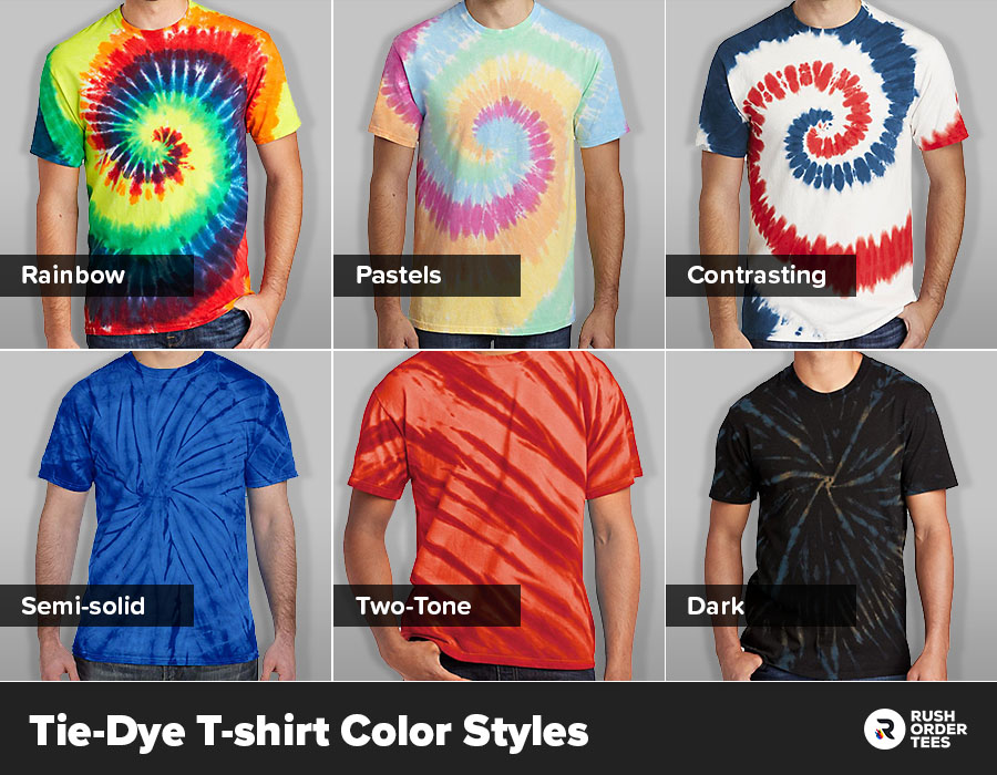 Examples of tie-dye color styles