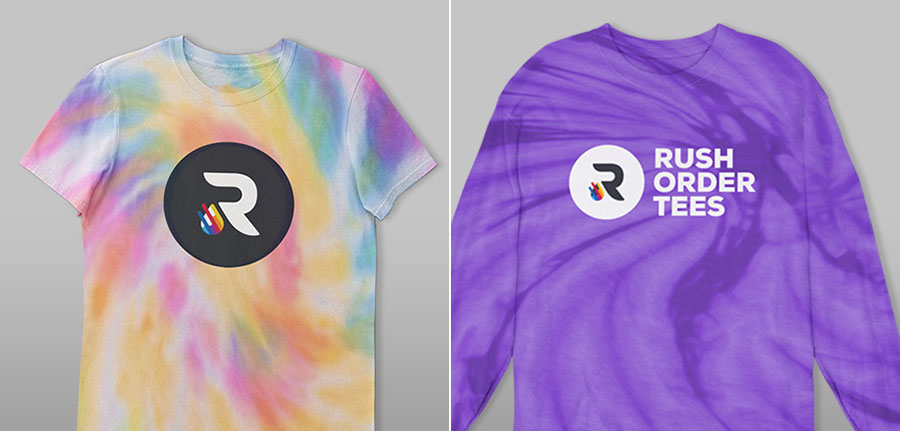 Custom printed tie-dye shirt examples