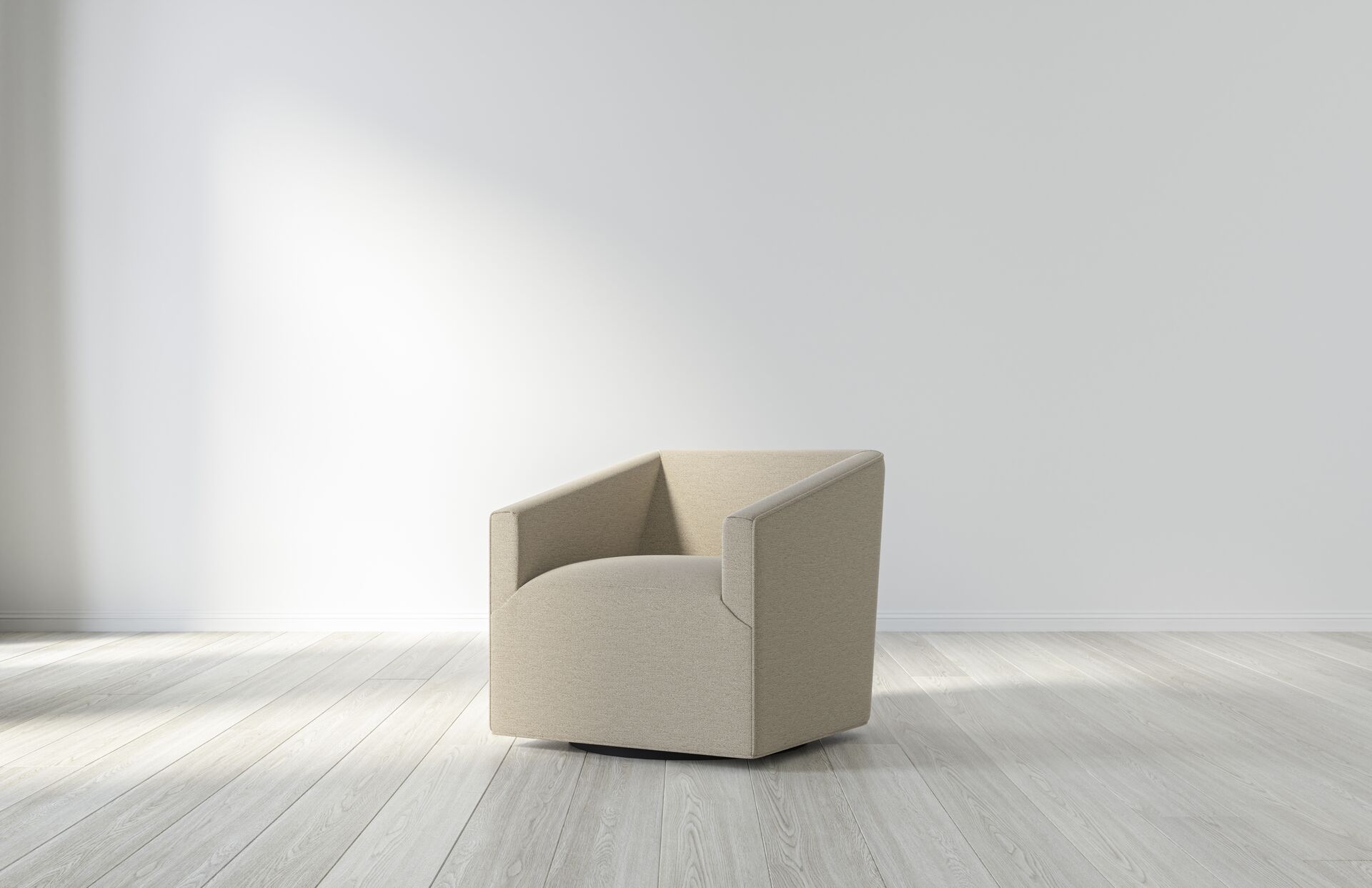 The Saatva Como Swivel Chair - a modern and eye-catching bedroom chair with clean lines.