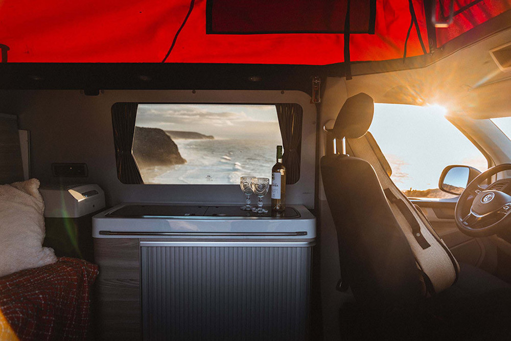 Modern VW camper van interior.