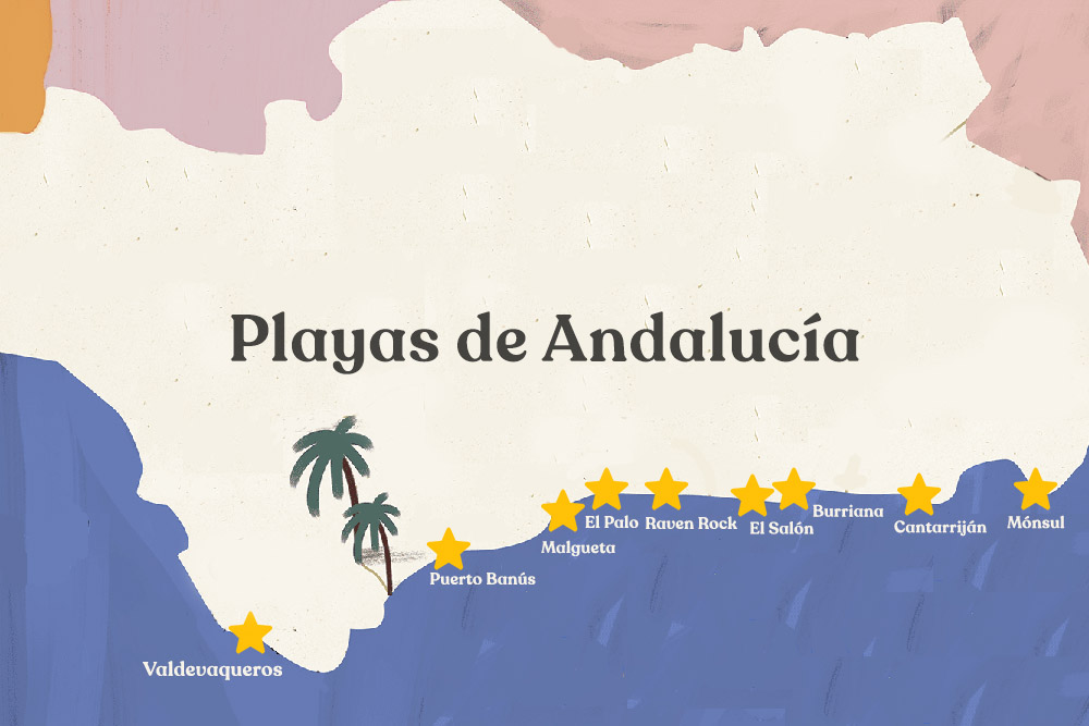 Playas de Malaga mapa. 