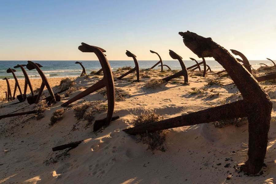 Anchors at Algarve beach, Praia do Barril.