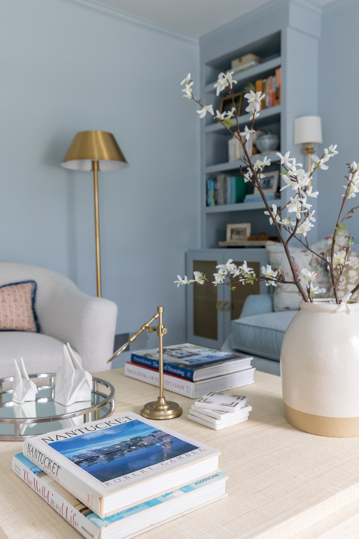 Living Room Built Ins Designer Coffee Table Books - Transitional - Living  Room