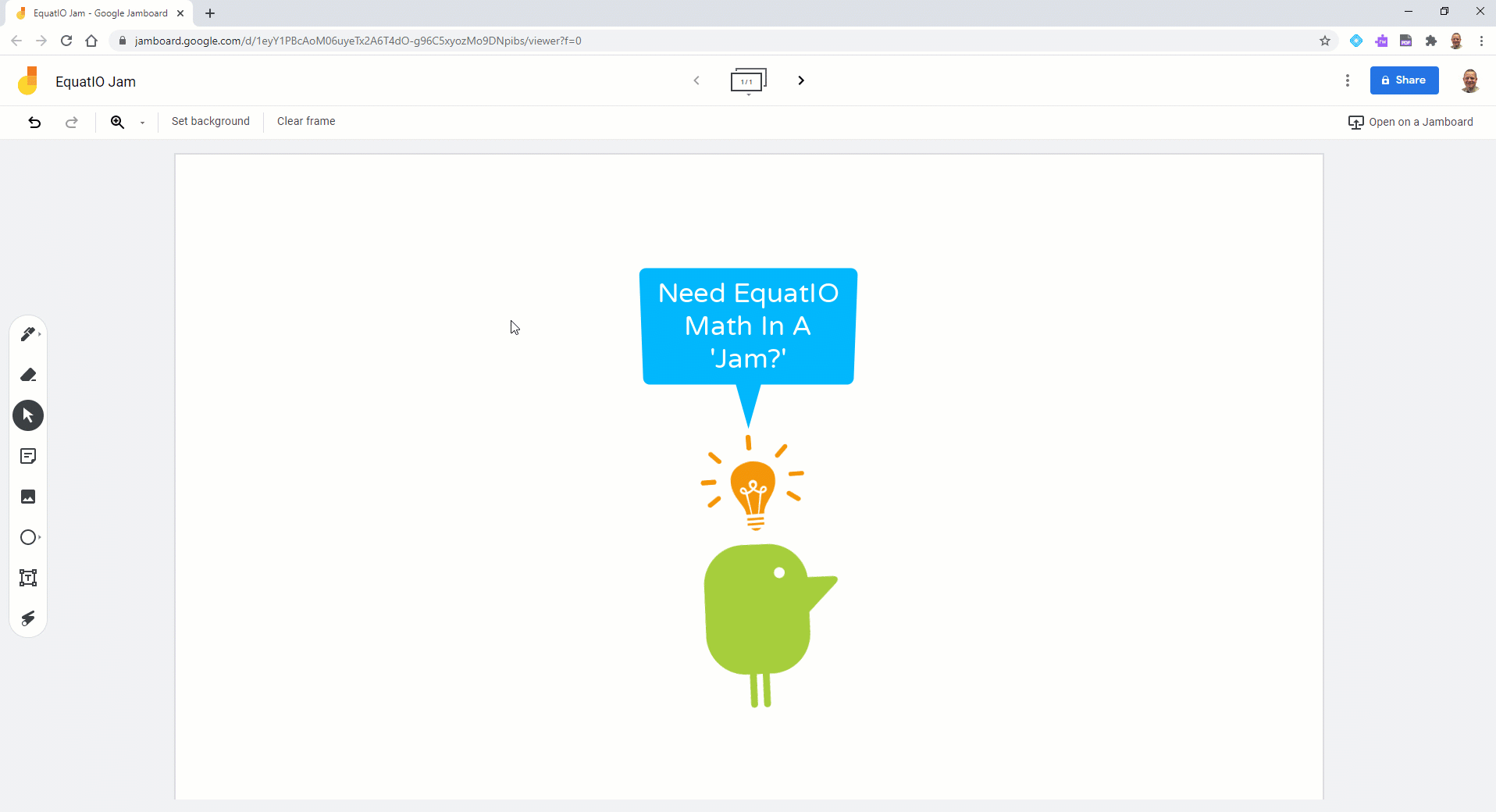 Gif showing how EquatIO helps users to add math to Jamboards. 
