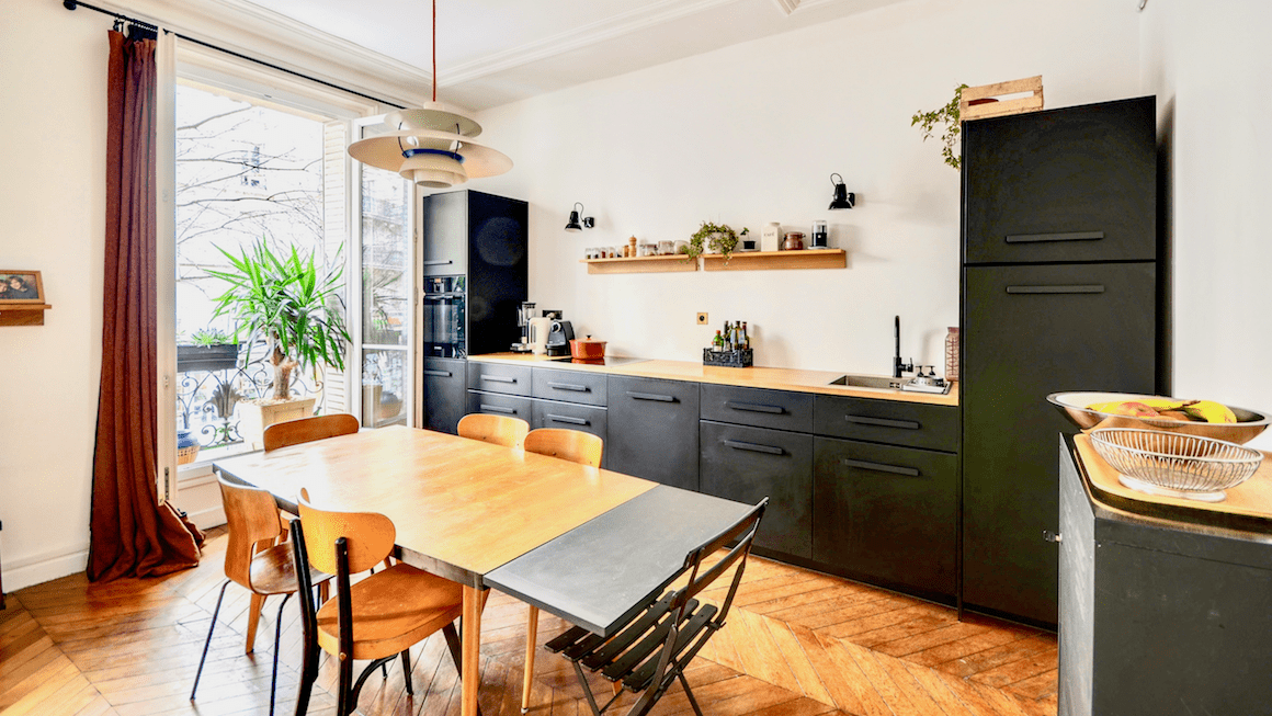 cuisine ouverte salon haussmannien