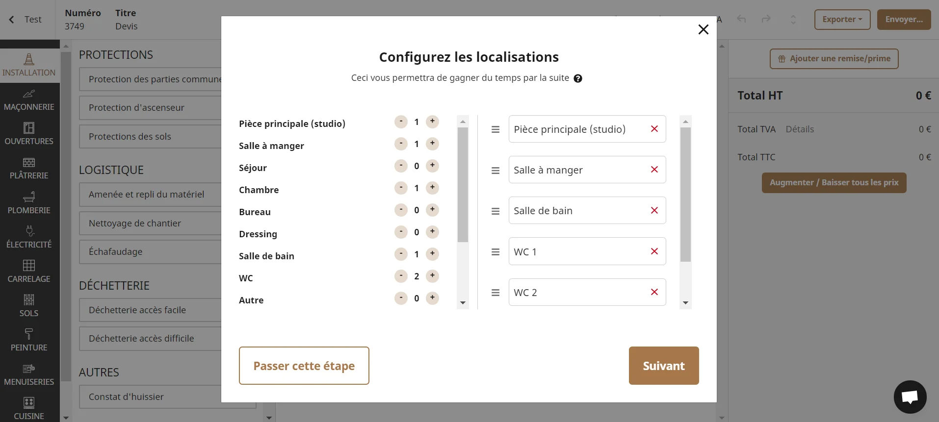 configuration des localisations
