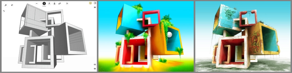 Pablo José Margaría: 3D abstract architectural design using uMake and Procreate