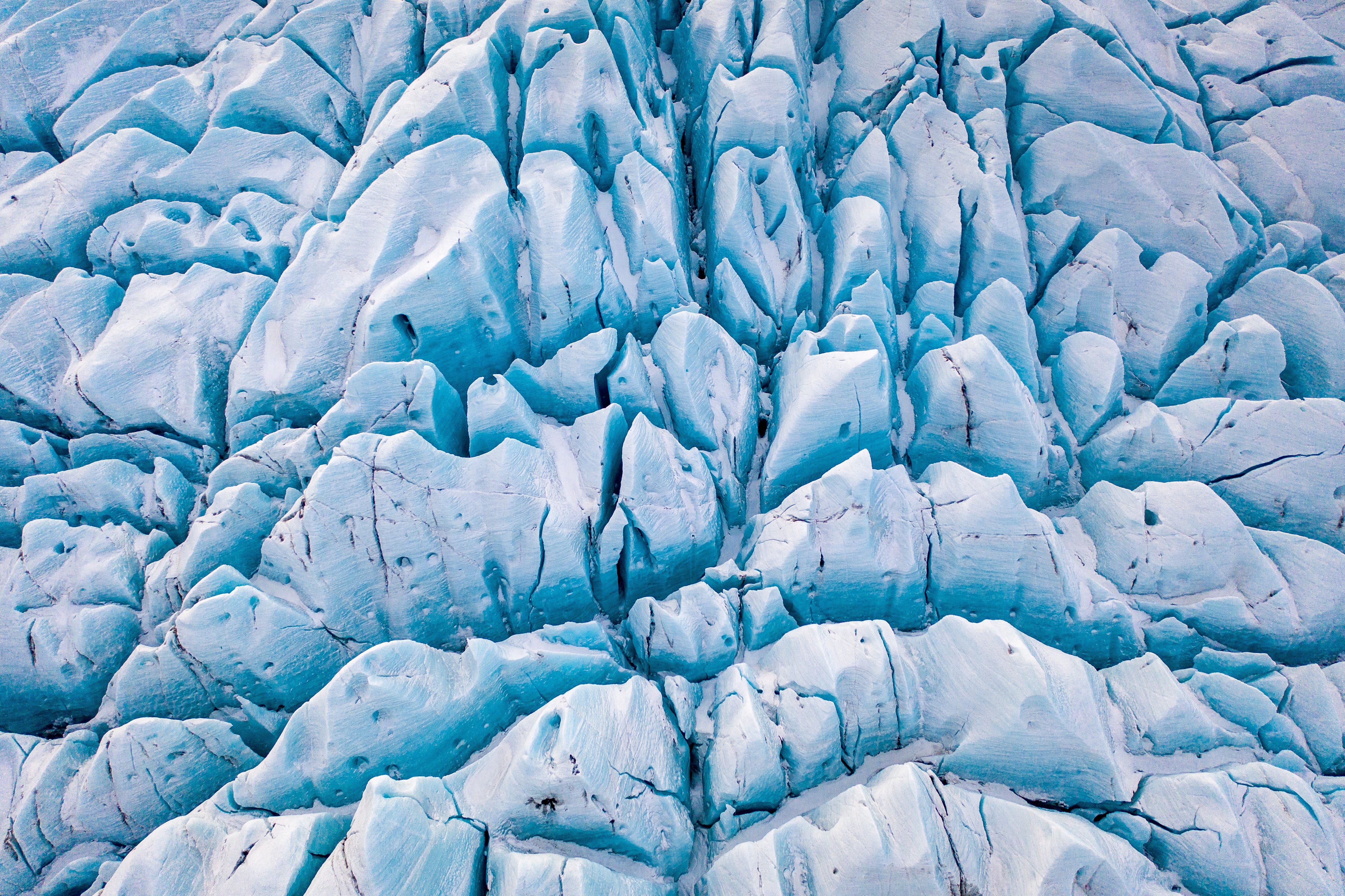 Close-up view of blue ice formations on Vatnajökull glacier