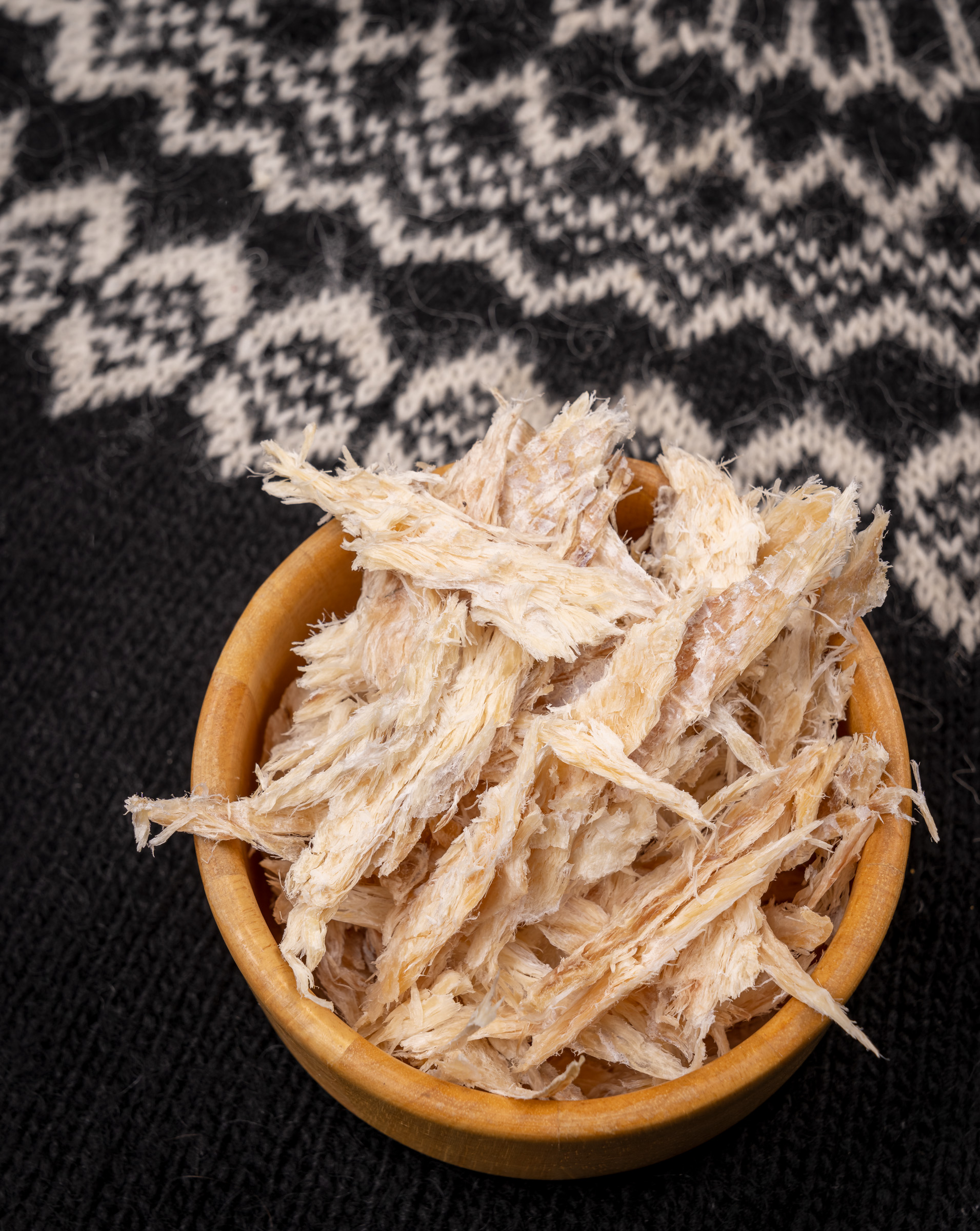 Pieces of harðfiskur in a bowl