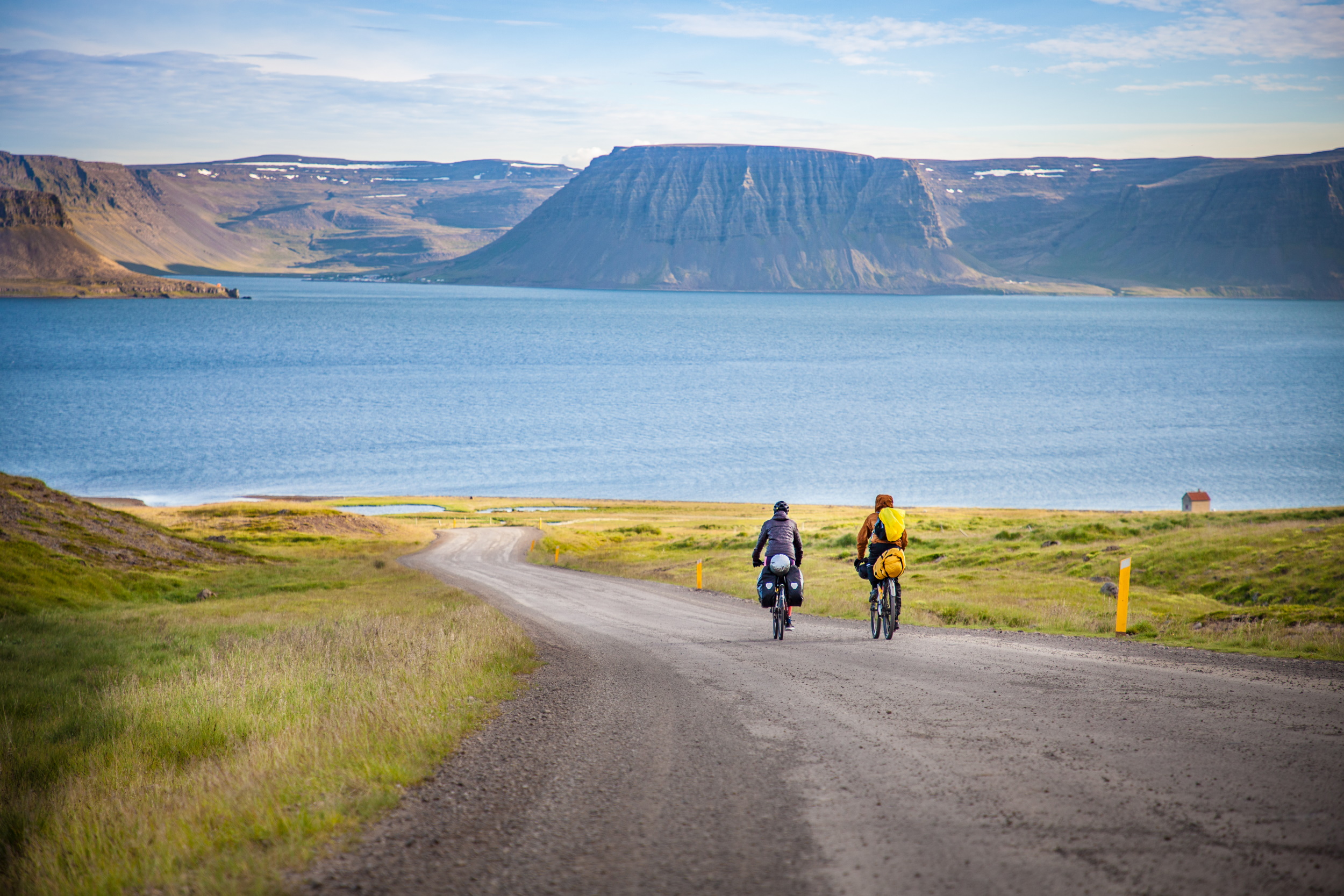 People riding bikes in Iceland