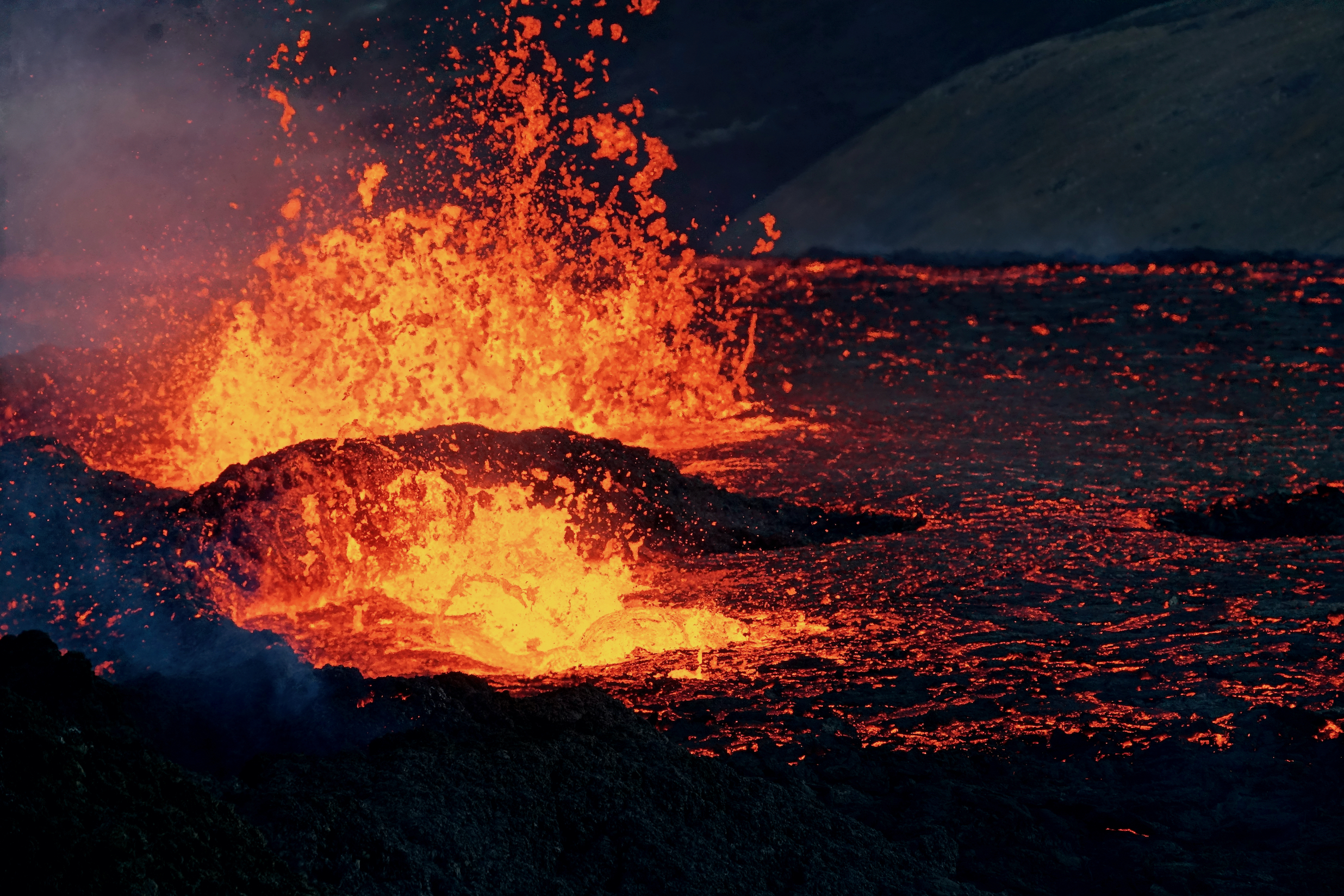 Sea of lava at Fagradalsfjall Volcano