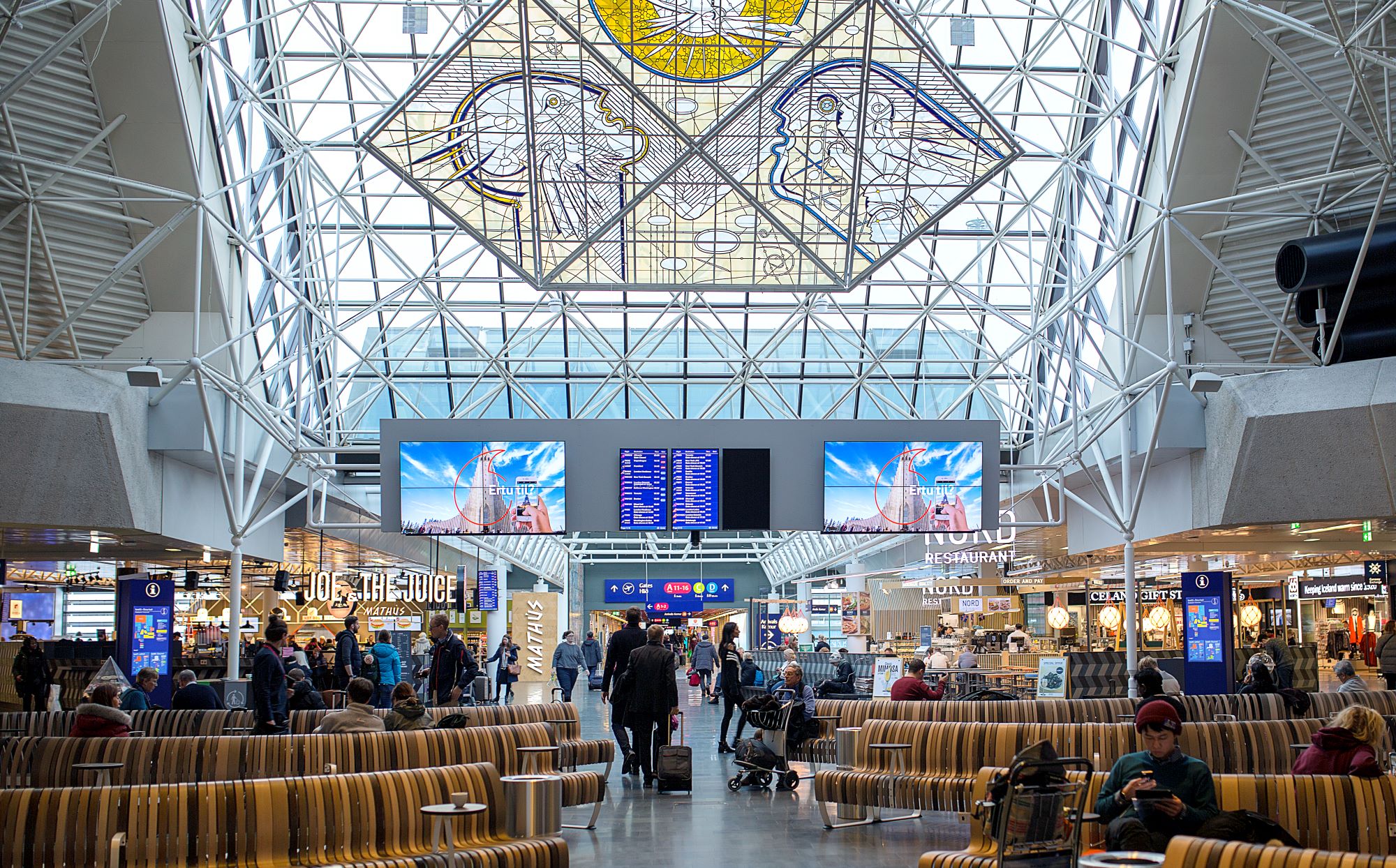 Departure hall at Keflavik International Airport