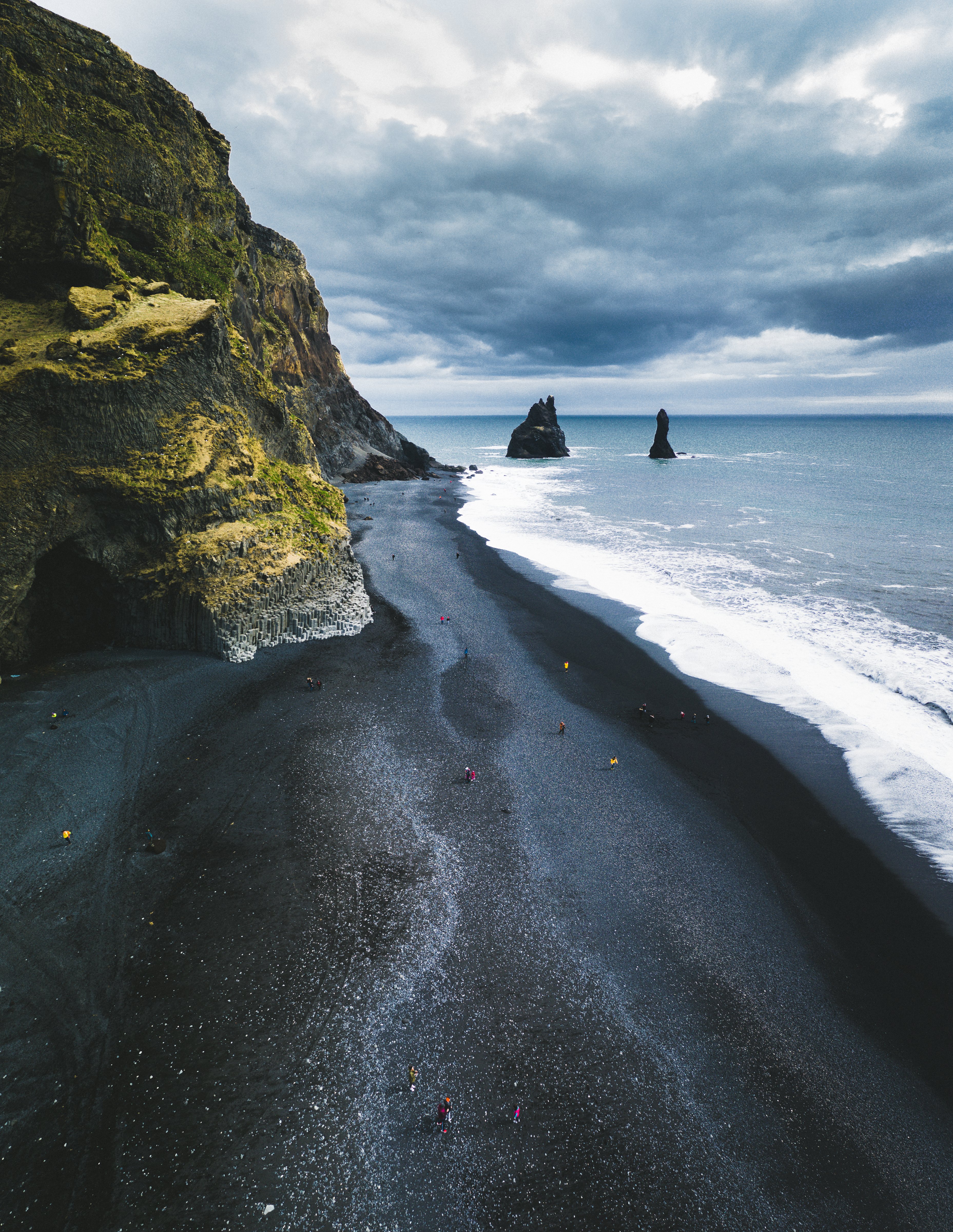 Reynisdrangar and Reynisfjara Black Sand Beach close to Vik i Myrdal